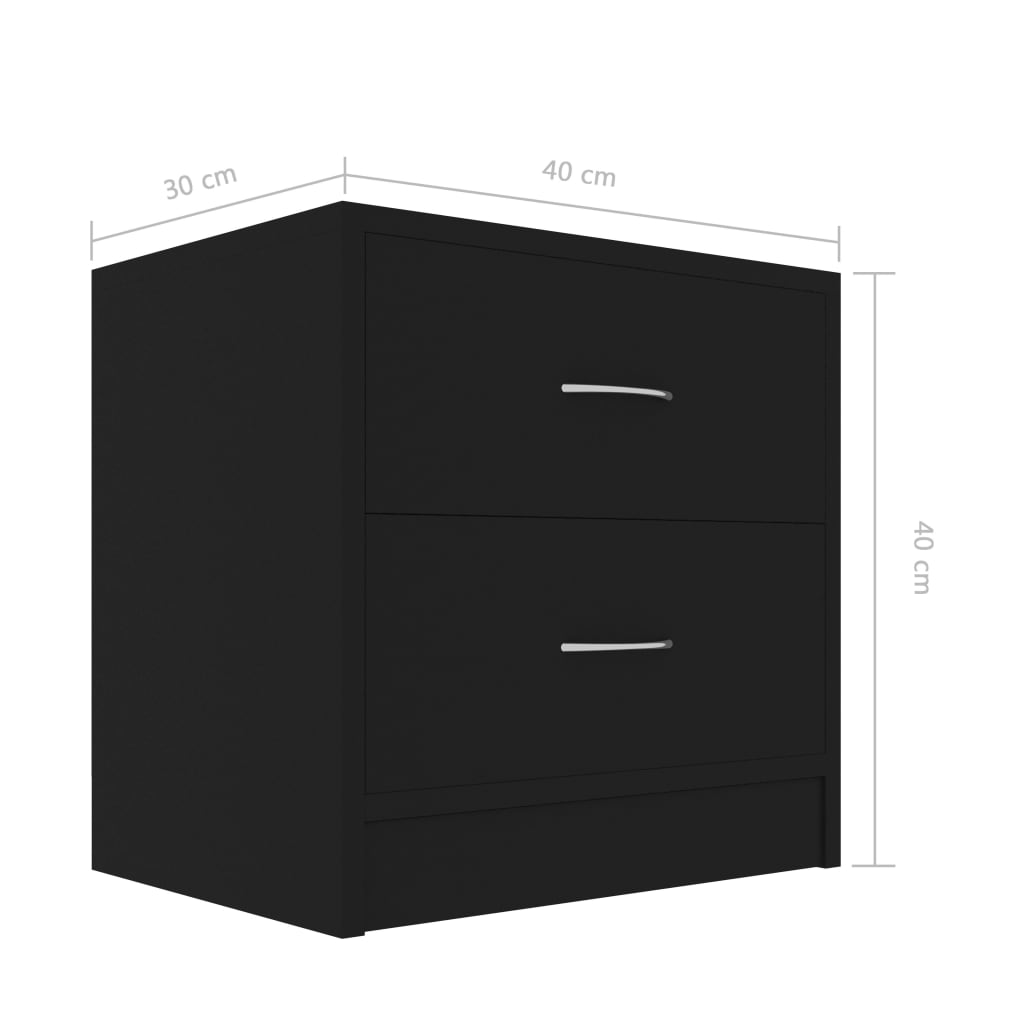 Tables de chevet 2 pcs. Noir 40x30x40 cm en bois