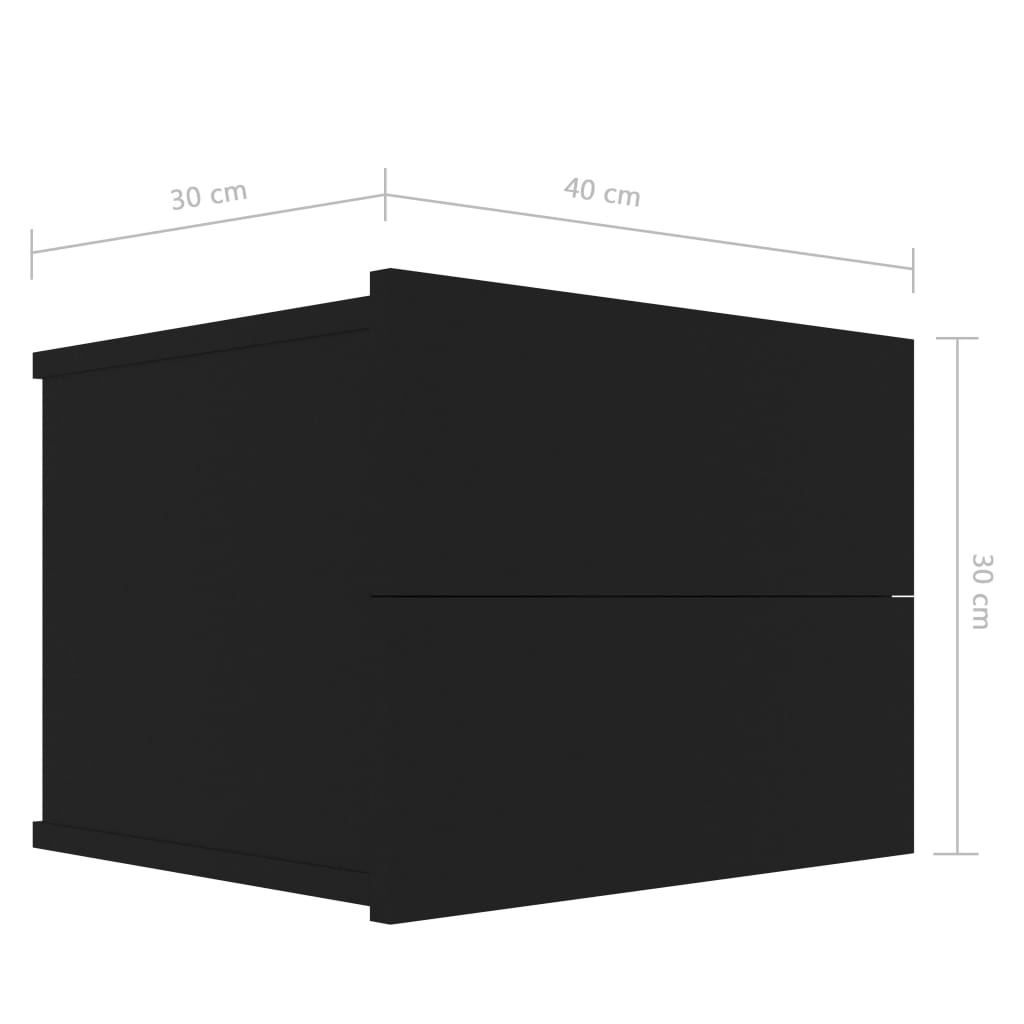 Tables de chevet 2 pcs. Noir 40x30x30 cm en bois