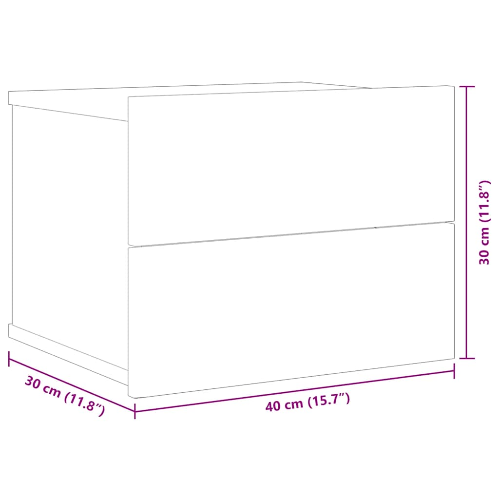 Tables de chevet 2 pcs. Noir 40x30x30 cm en bois
