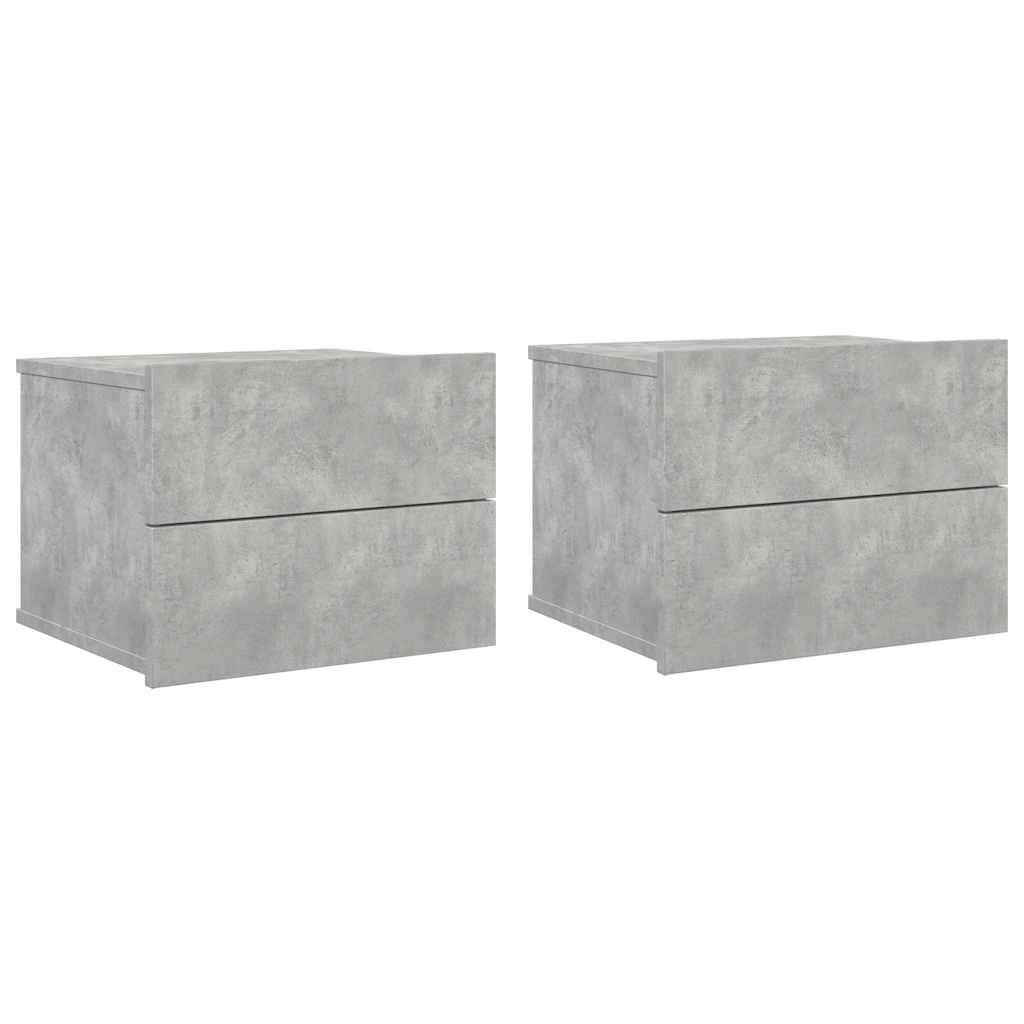 Bedside tables 2 pcs. Concrete grey 40x30x30 cm wood material