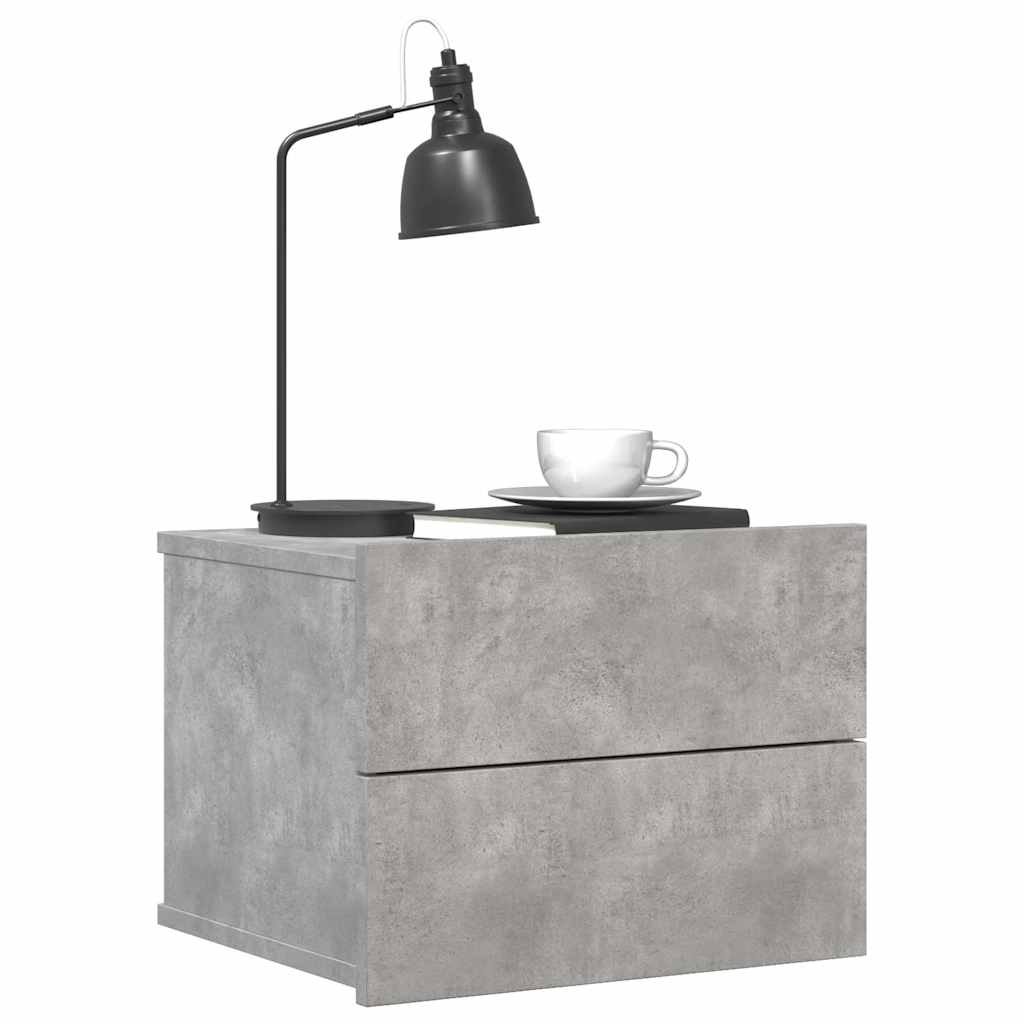 Bedside tables 2 pcs. Concrete grey 40x30x30 cm wood material