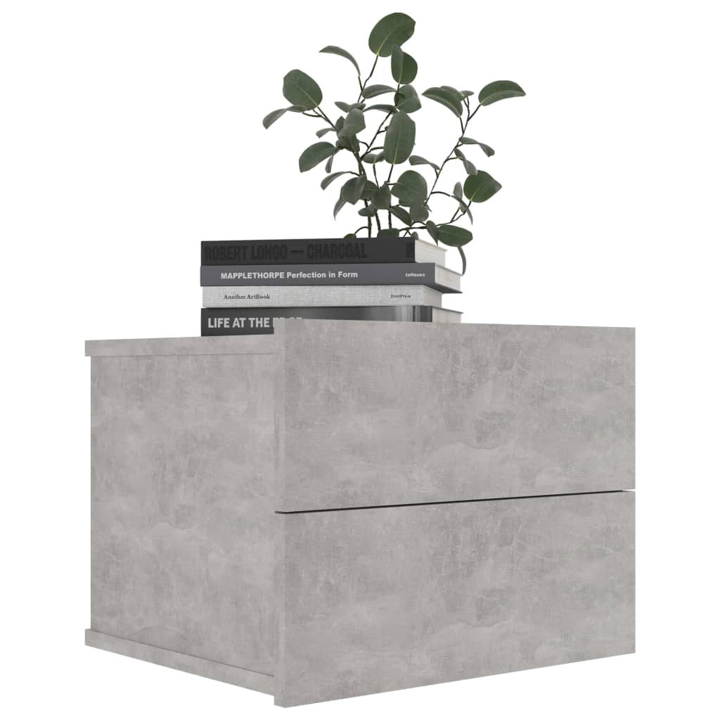Bedside tables 2 pcs. Concrete grey 40x30x30 cm wood material
