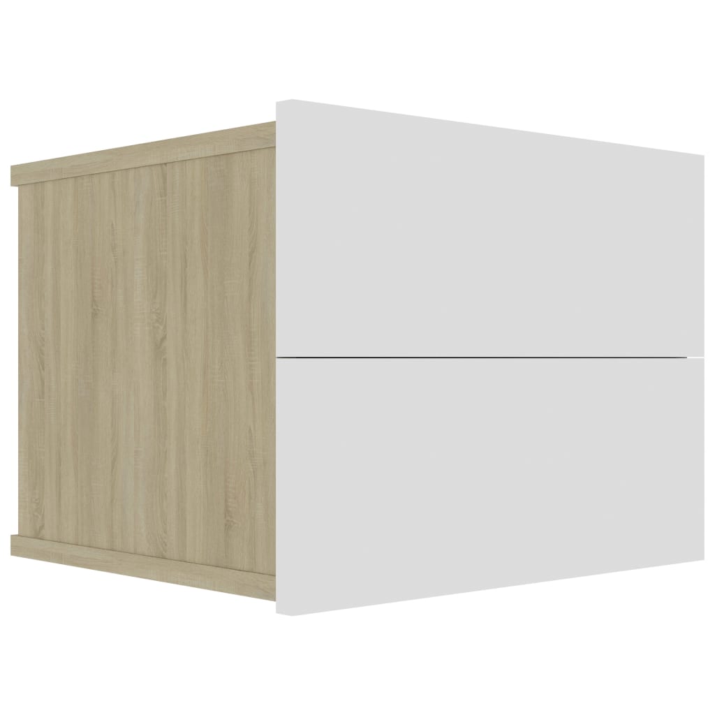 Tables de chevet, lot de 2, en chêne Sonoma blanc, dimensions 40 x 30 x 30 cm.
