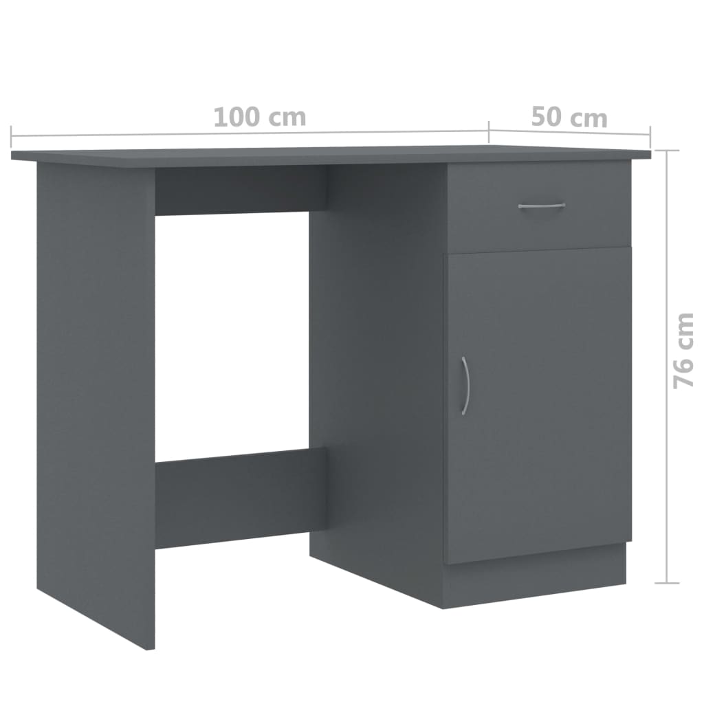 Bureau gris 100x50x76 cm matière bois