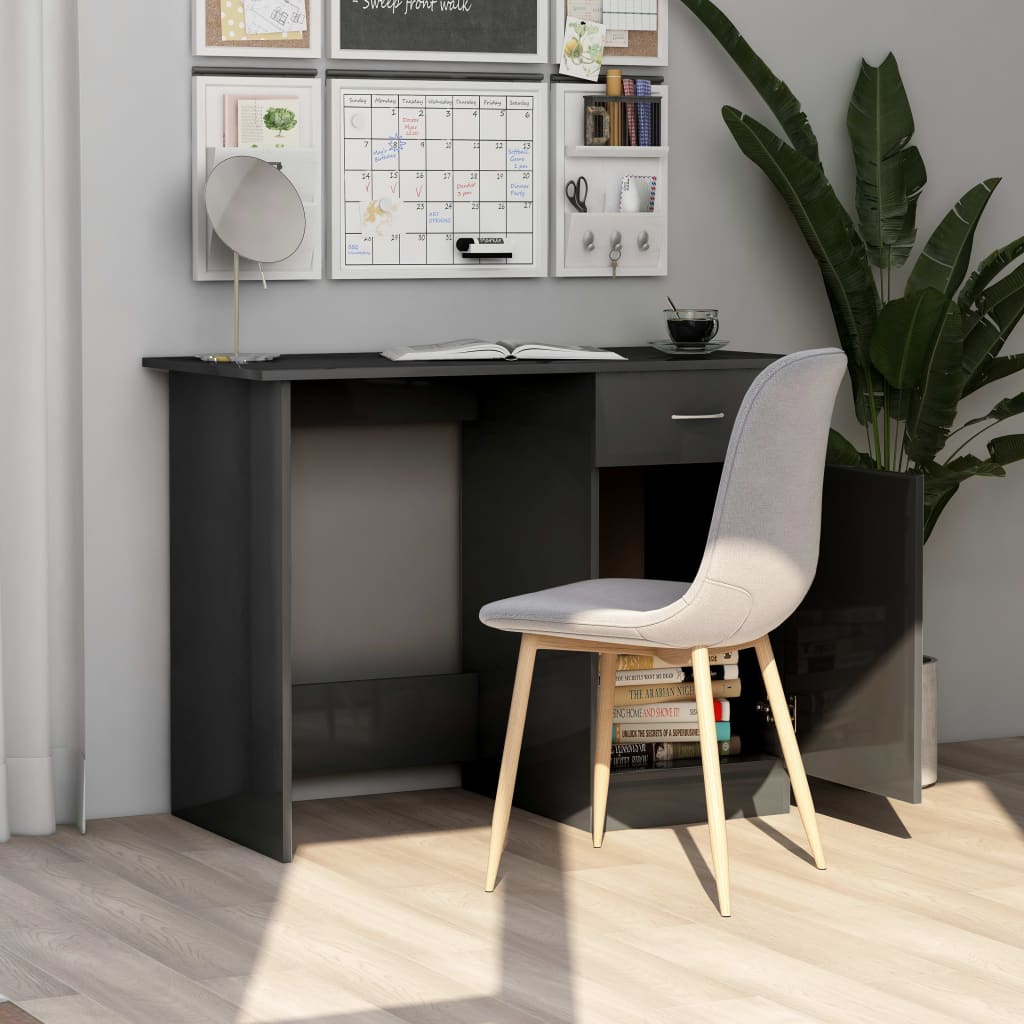 Schreibtisch Hochglanz-Grau 100x50x76 cm Holzwerkstoff