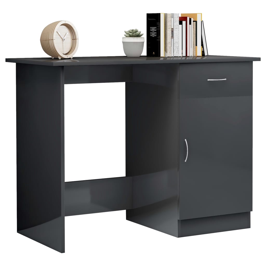 Schreibtisch Hochglanz-Grau 100x50x76 cm Holzwerkstoff
