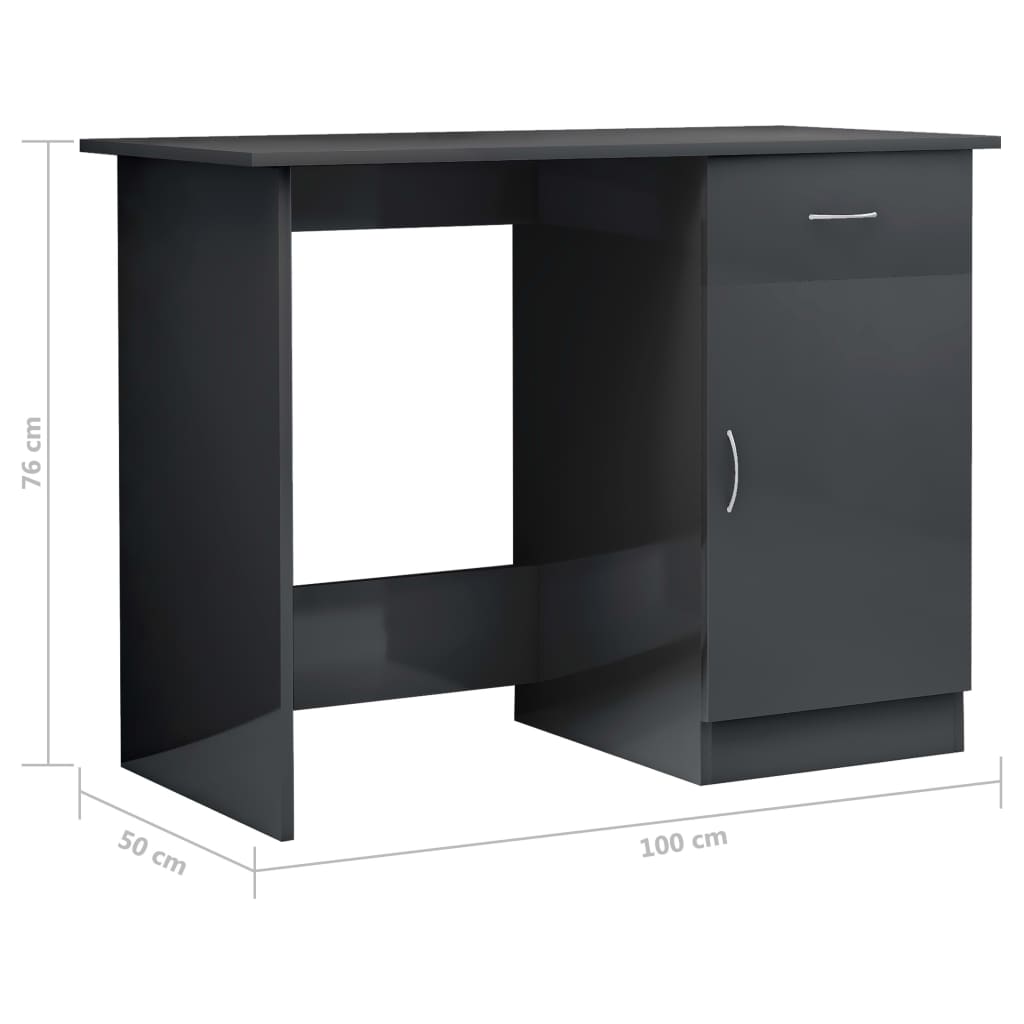 Schreibtisch Hochglanz-Grau 100x50x76 cm Holzwerkstoff