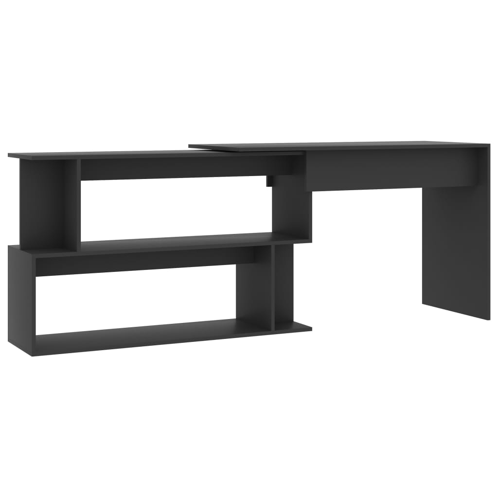 Eckschreibtisch Grau 200x50x76 cm Holzwerkstoff