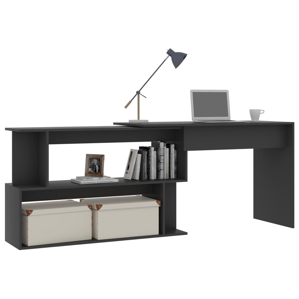 Eckschreibtisch Grau 200x50x76 cm Holzwerkstoff