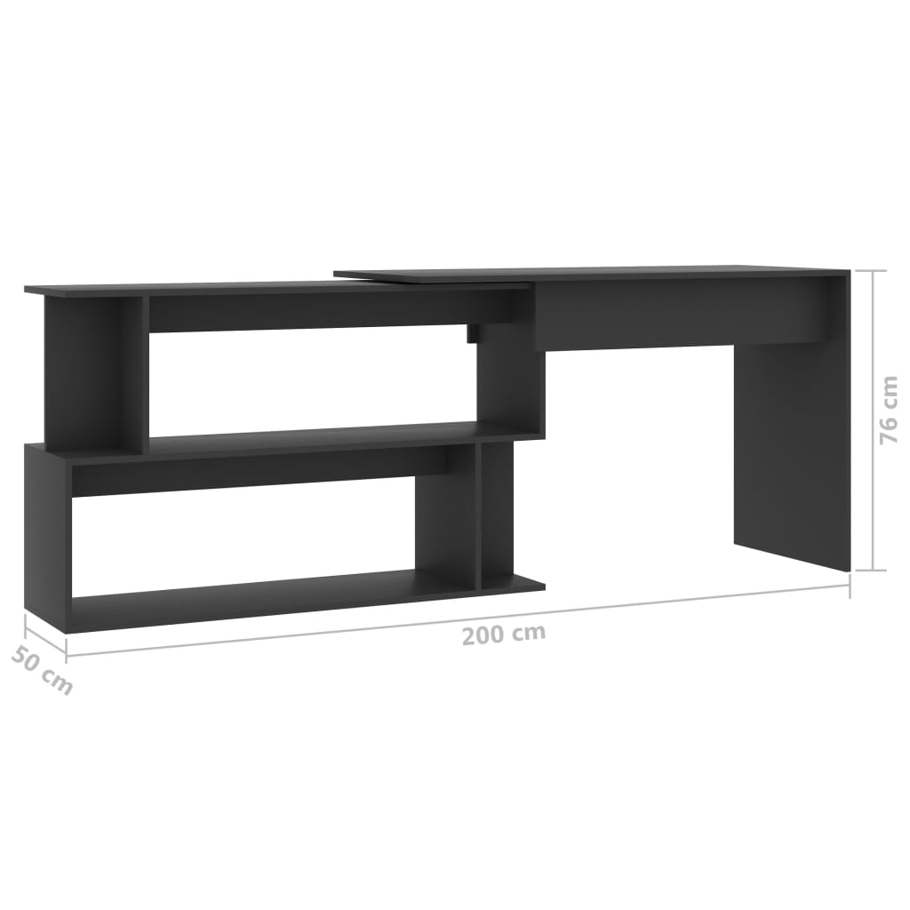Eckschreibtisch Grau 200x50x76 cm Holzwerkstoff
