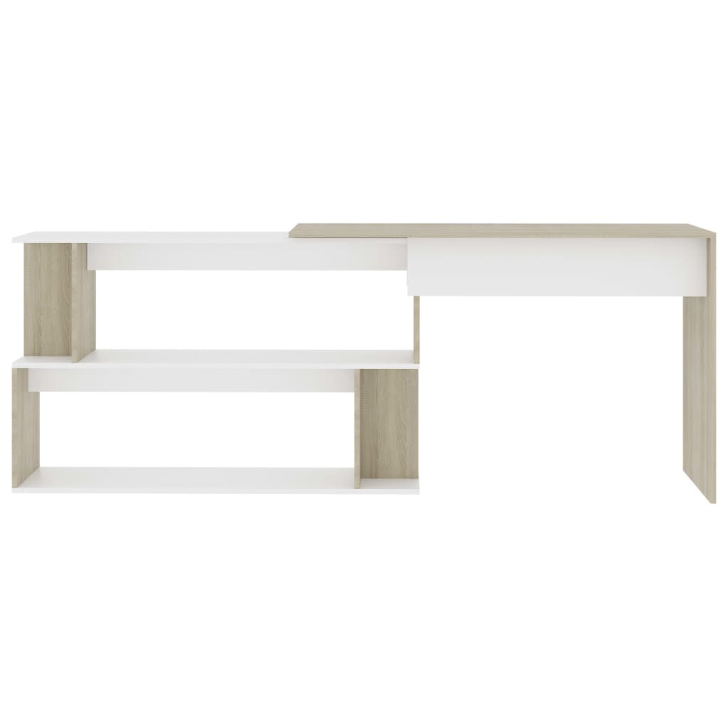 Eckschreibtisch Weiß Sonoma-Eiche 200x50x76 cm Holzwerkstoff