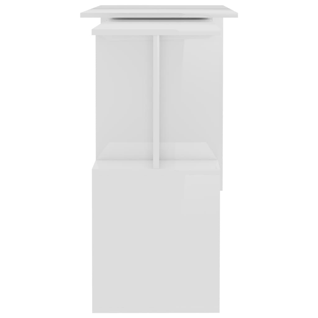 Corner Desk High Gloss White 200x50x76 cm Wood Material