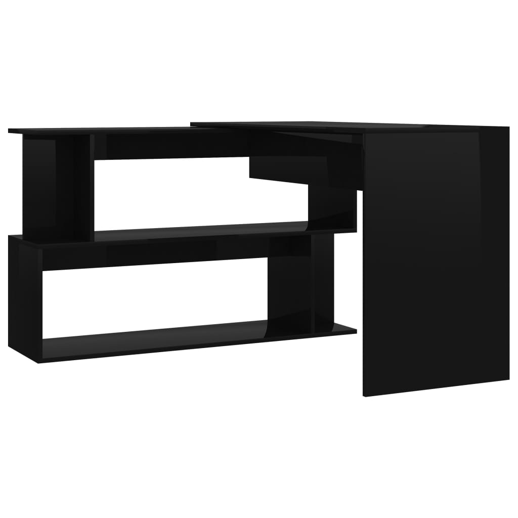 Eckschreibtisch Hochglanz-Schwarz 200x50x76 cm Holzwerkstoff