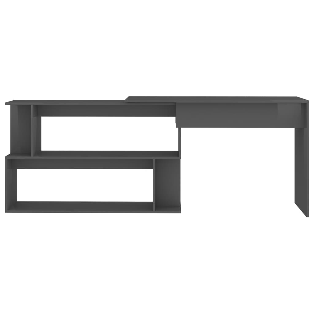 Eckschreibtisch Hochglanz-Grau 200x50x76 cm Holzwerkstoff
