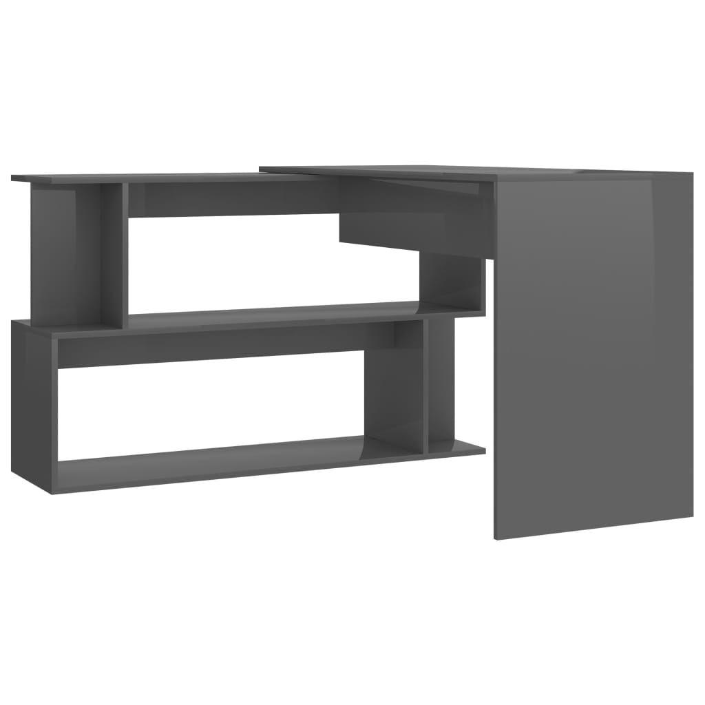 Eckschreibtisch Hochglanz-Grau 200x50x76 cm Holzwerkstoff