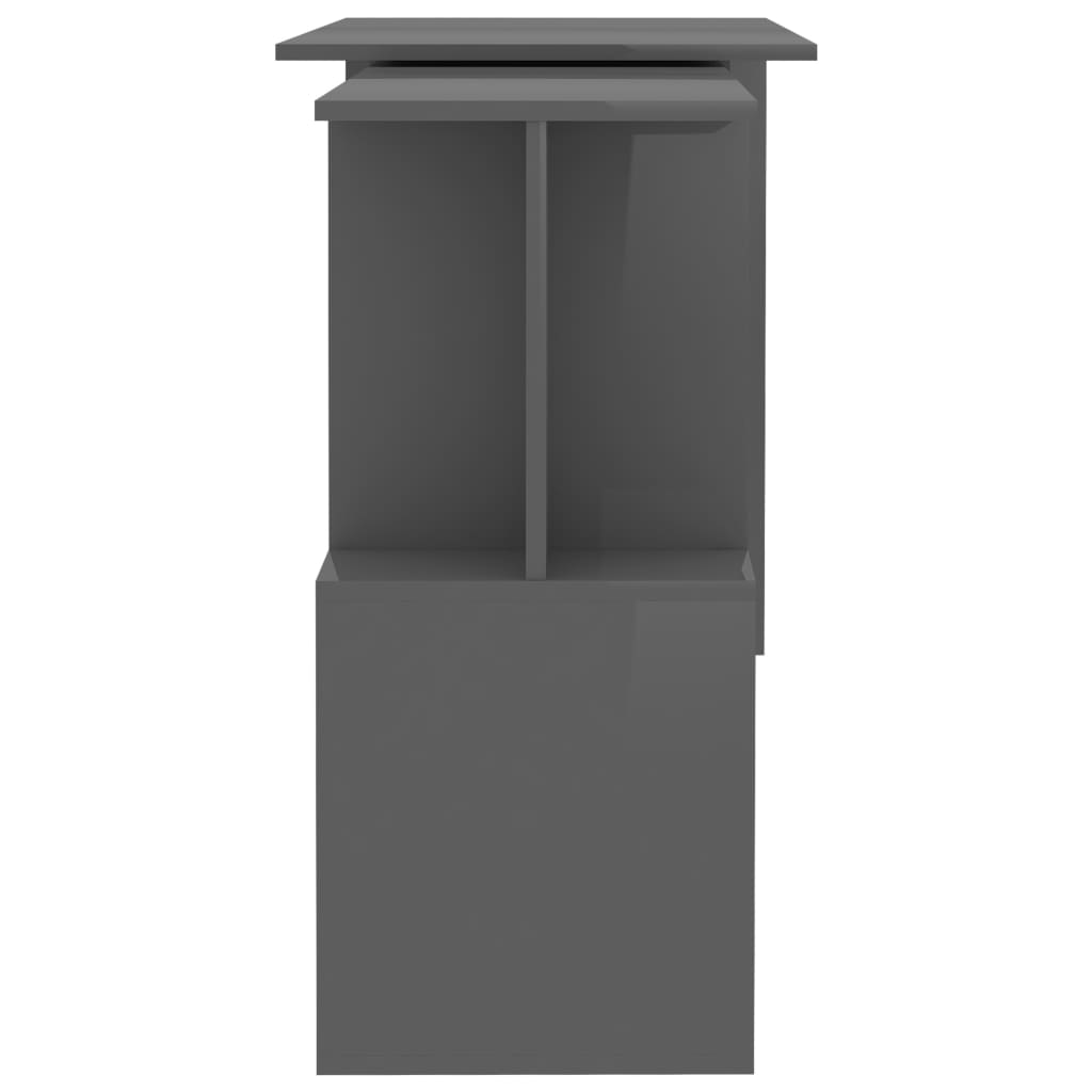 Eckschreibtisch Hochglanz-Grau 200x50x76 cm Holzwerkstoff