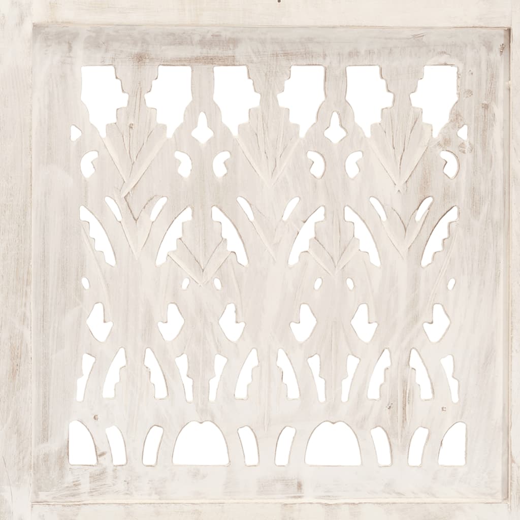 Cloison de séparation 5 pièces en bois de manguier massif sculpté à la main blanc 200 × 165 cm