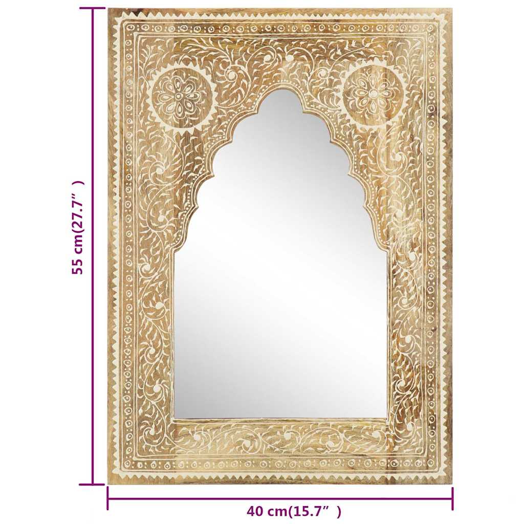 Spiegel Handbemalt 40 x 55 cm Massivholz Mango