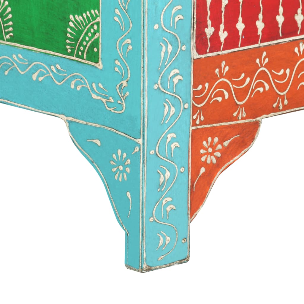 Table de chevet peinte à la main 40×30×50 cm en bois de manguier massif