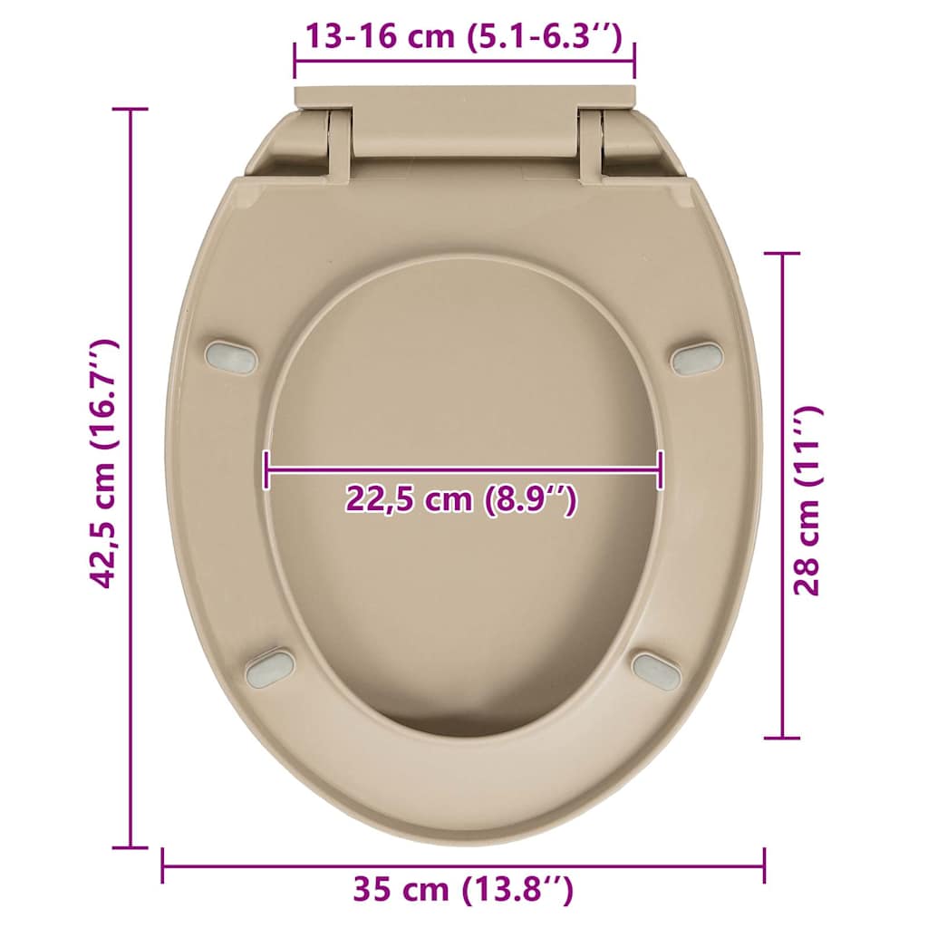 Toilettensitz mit Absenkautomatik Quick-Release Beige Oval
