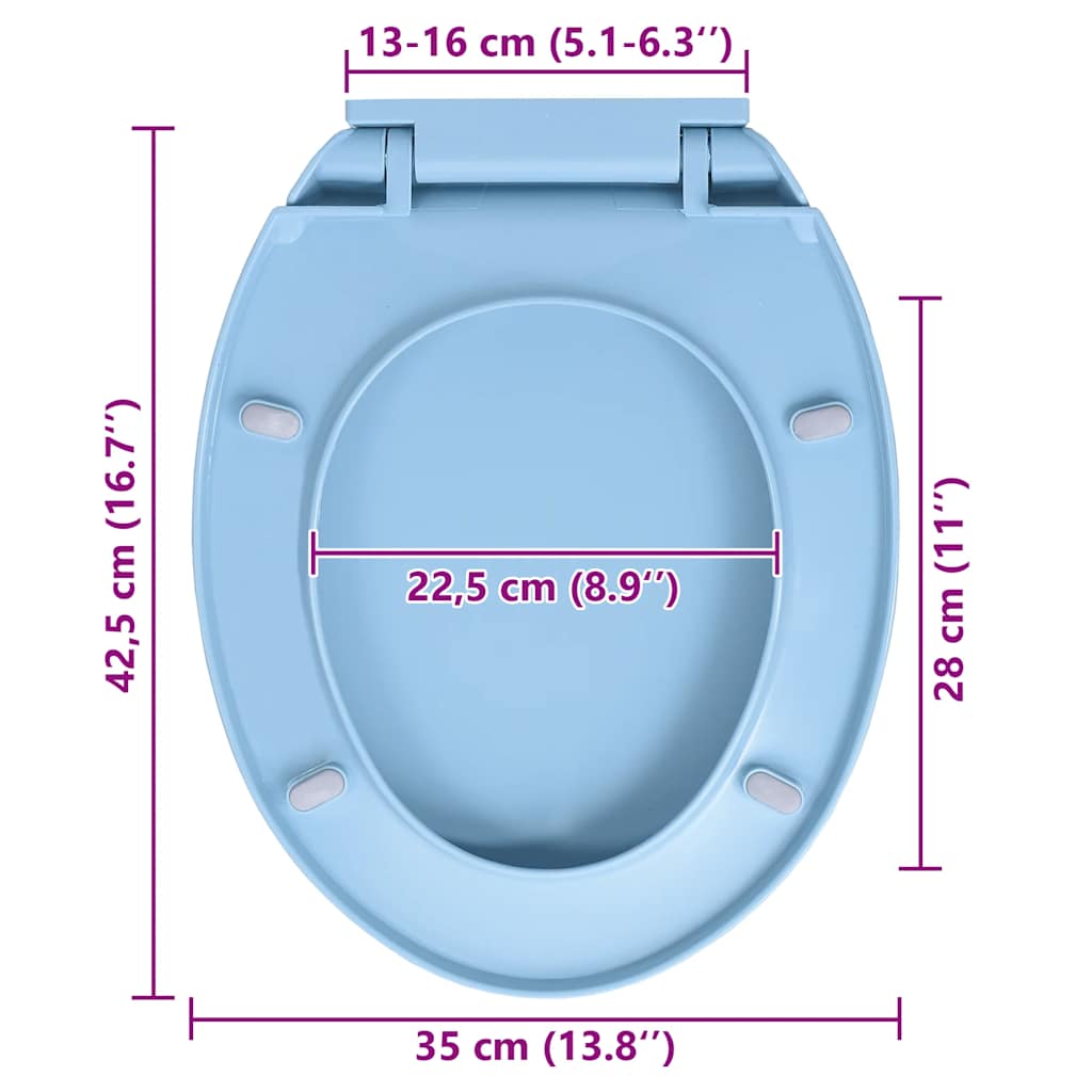 Toilettensitz mit Absenkautomatik Quick-Release Blau Oval