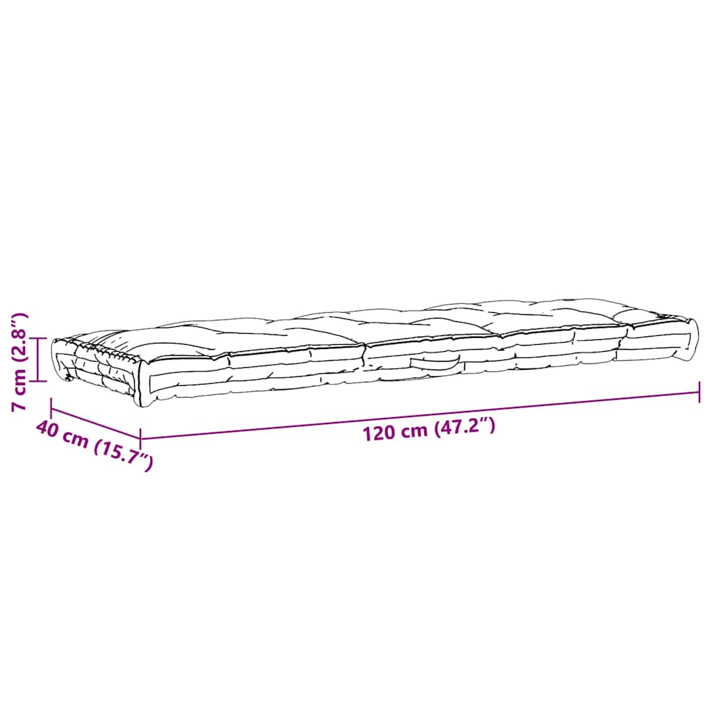 Palettenkissen Baumwolle 120×40×7 cm Anthrazit