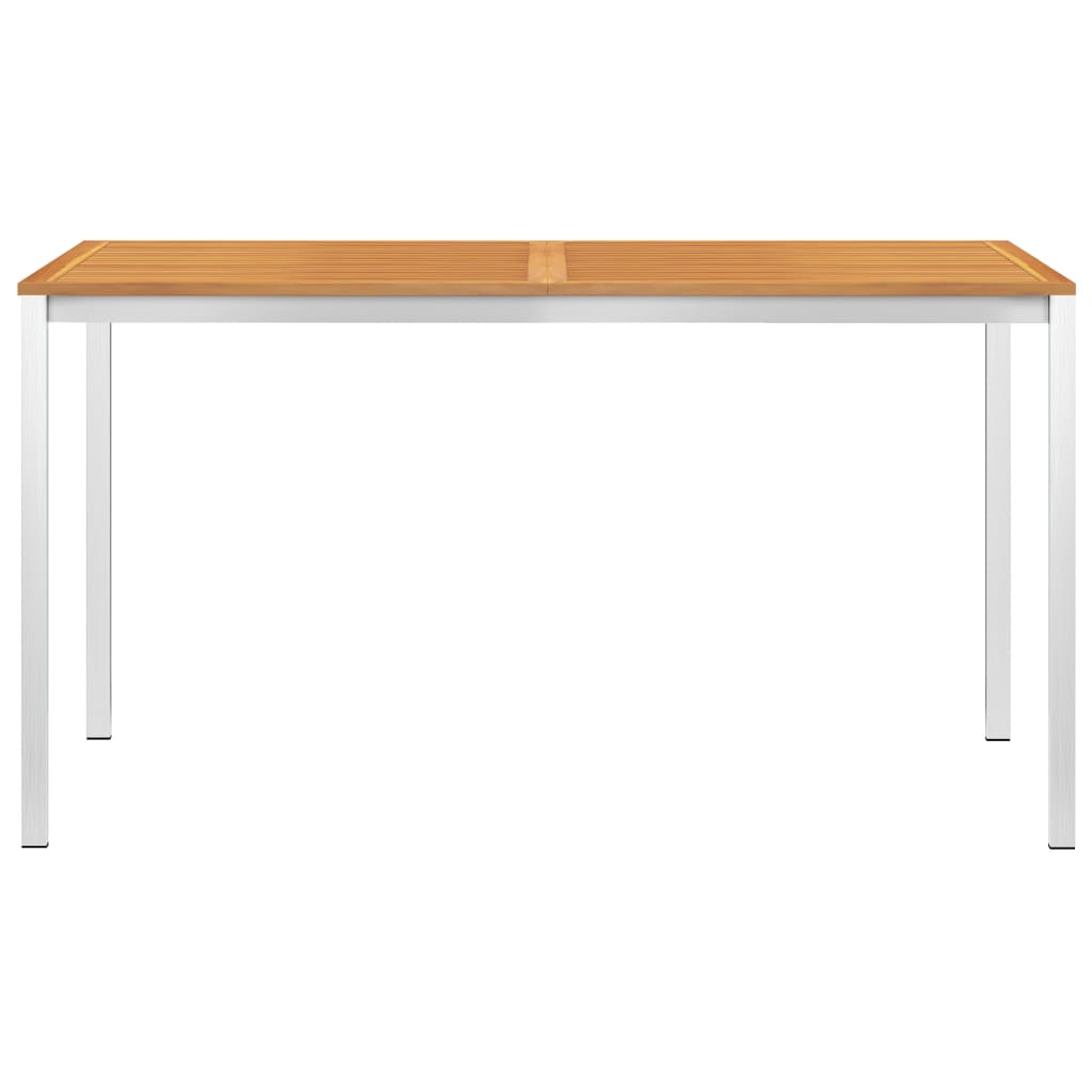Table à manger de jardin 140x80x75 cm en bois d'acacia massif et acier inoxydable