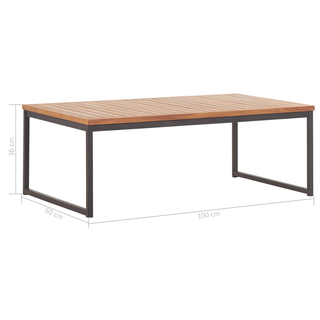 Couchtisch 100 x 60 x 36 cm Massivholz Akazie und Stahl