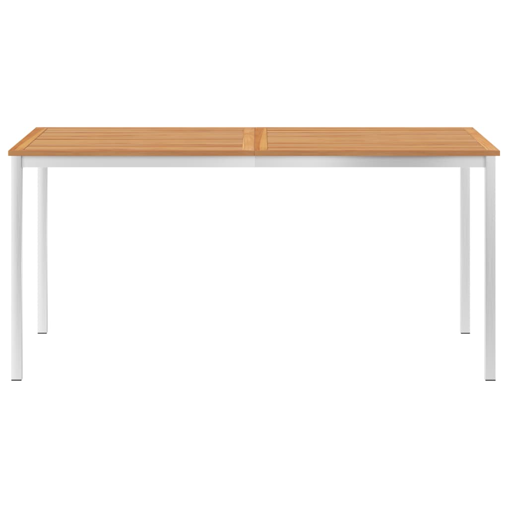 Table à manger de jardin 160x80x75 cm en teck massif et acier inoxydable