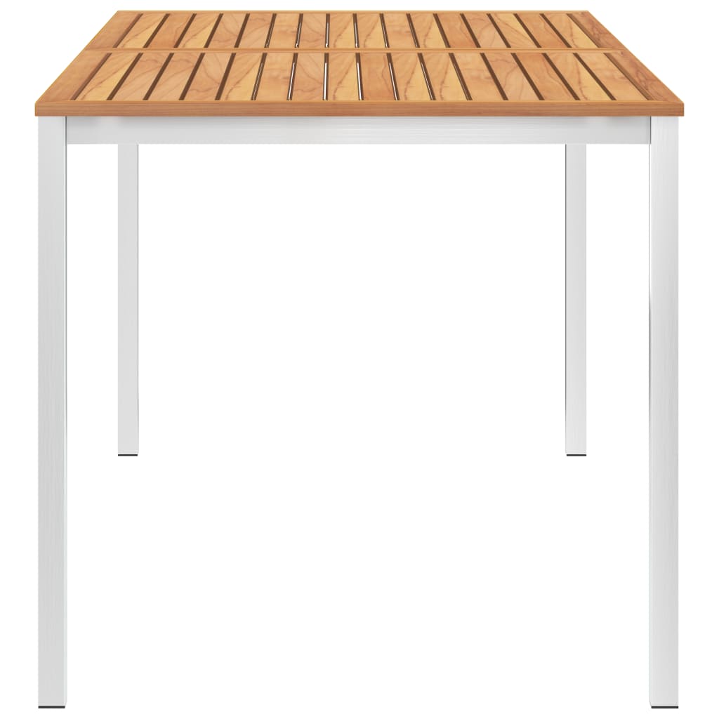 Table à manger de jardin 160x80x75 cm en teck massif et acier inoxydable