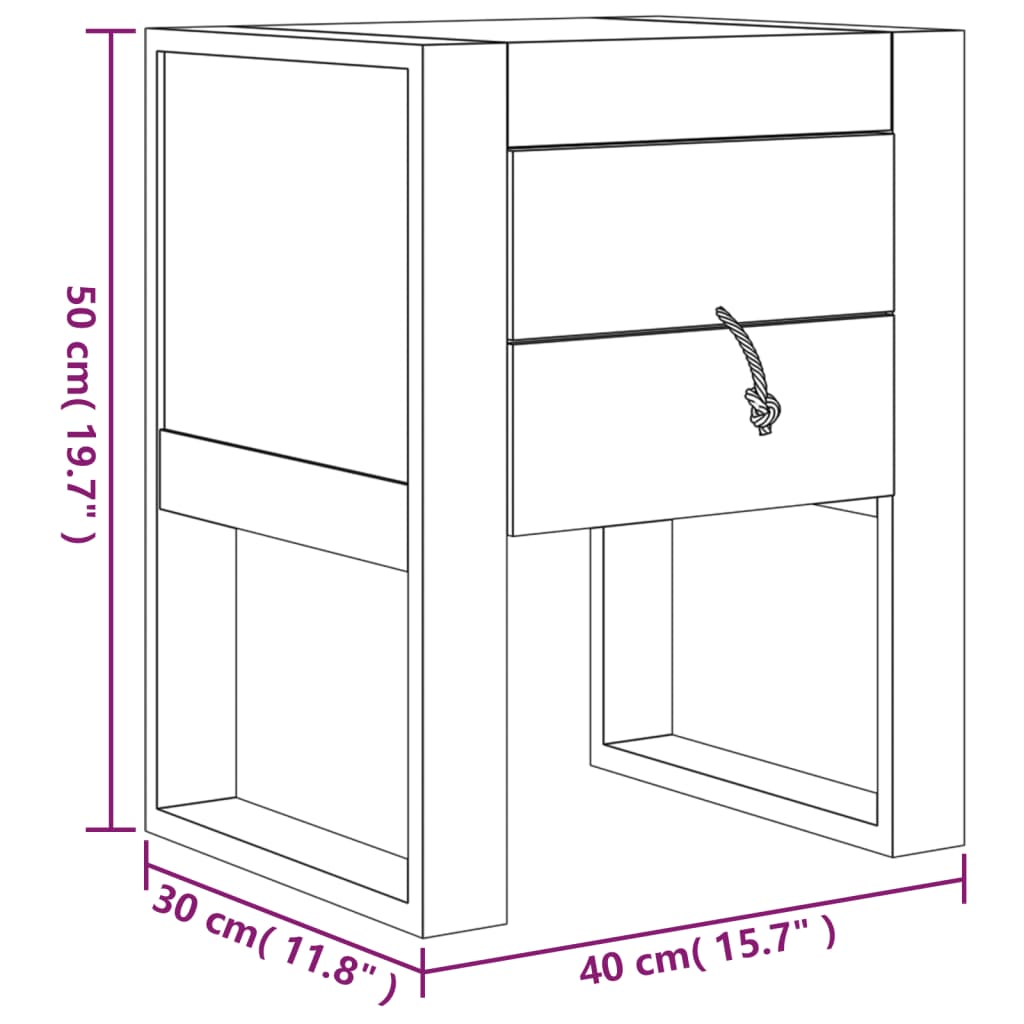 Nachttisch 40 x 30 x 50 cm Teak Massivholz