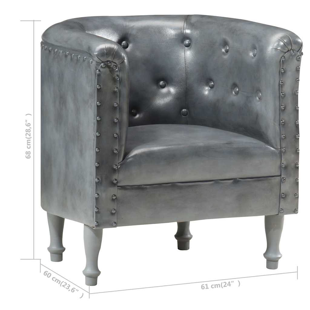 Sessel Grau Echtleder