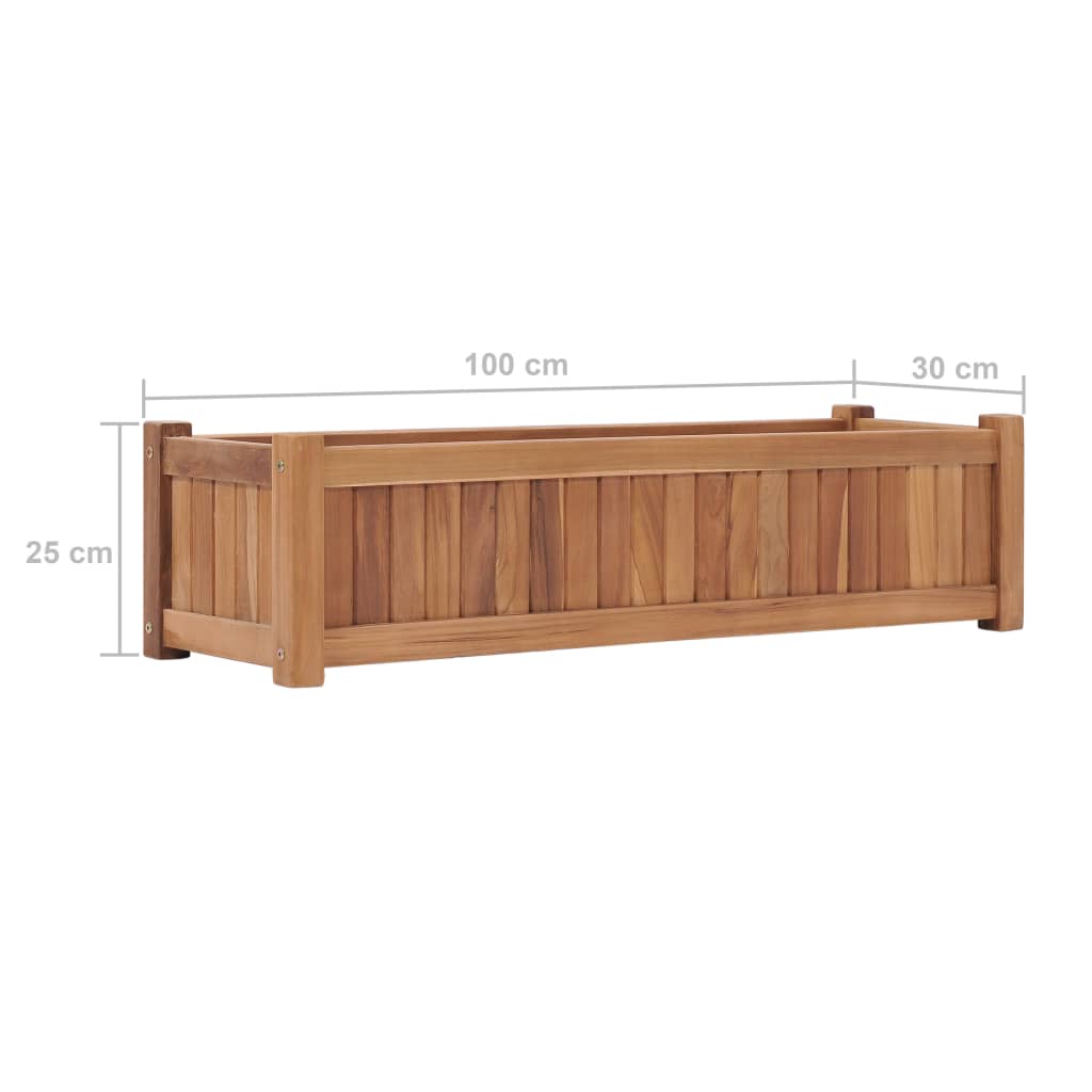 Jardinière surélevée 100x30x25 cm en bois de teck massif