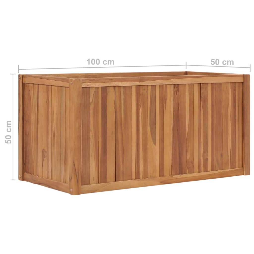 Jardinière surélevée 100x50x50 cm en bois de teck massif