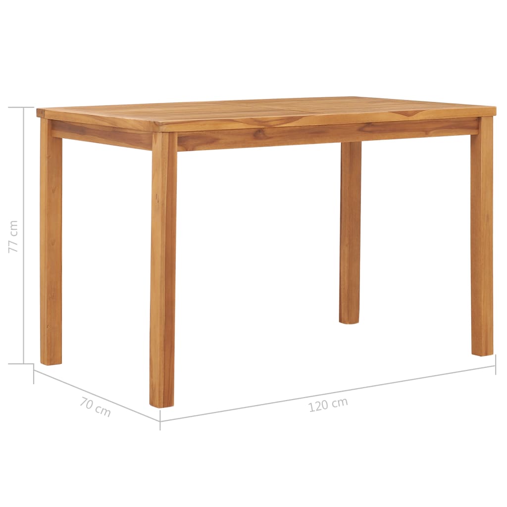 Table à manger de jardin 120x70x77 cm en bois de teck massif