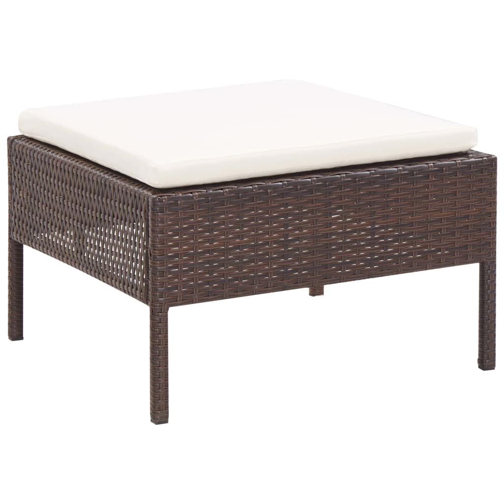 6-tlg. Garten-Lounge-Set mit Auflagen Poly Rattan Braun