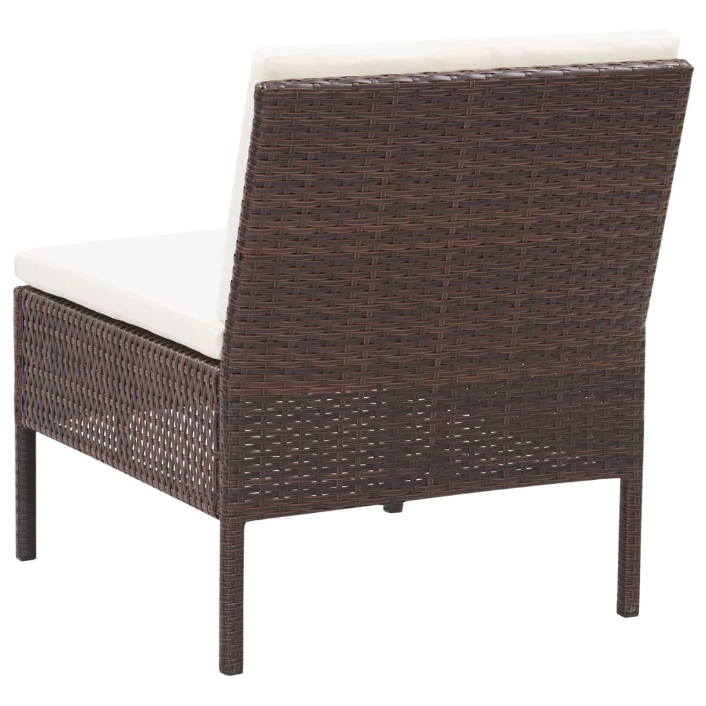 6-tlg. Garten-Lounge-Set mit Auflagen Poly Rattan Braun