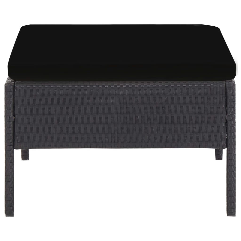 6-tlg. Garten-Lounge-Set mit Auflagen Poly Rattan Schwarz