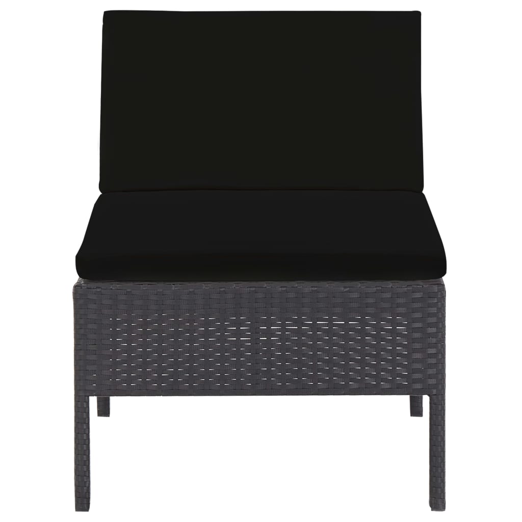 6-tlg. Garten-Lounge-Set mit Auflagen Poly Rattan Schwarz