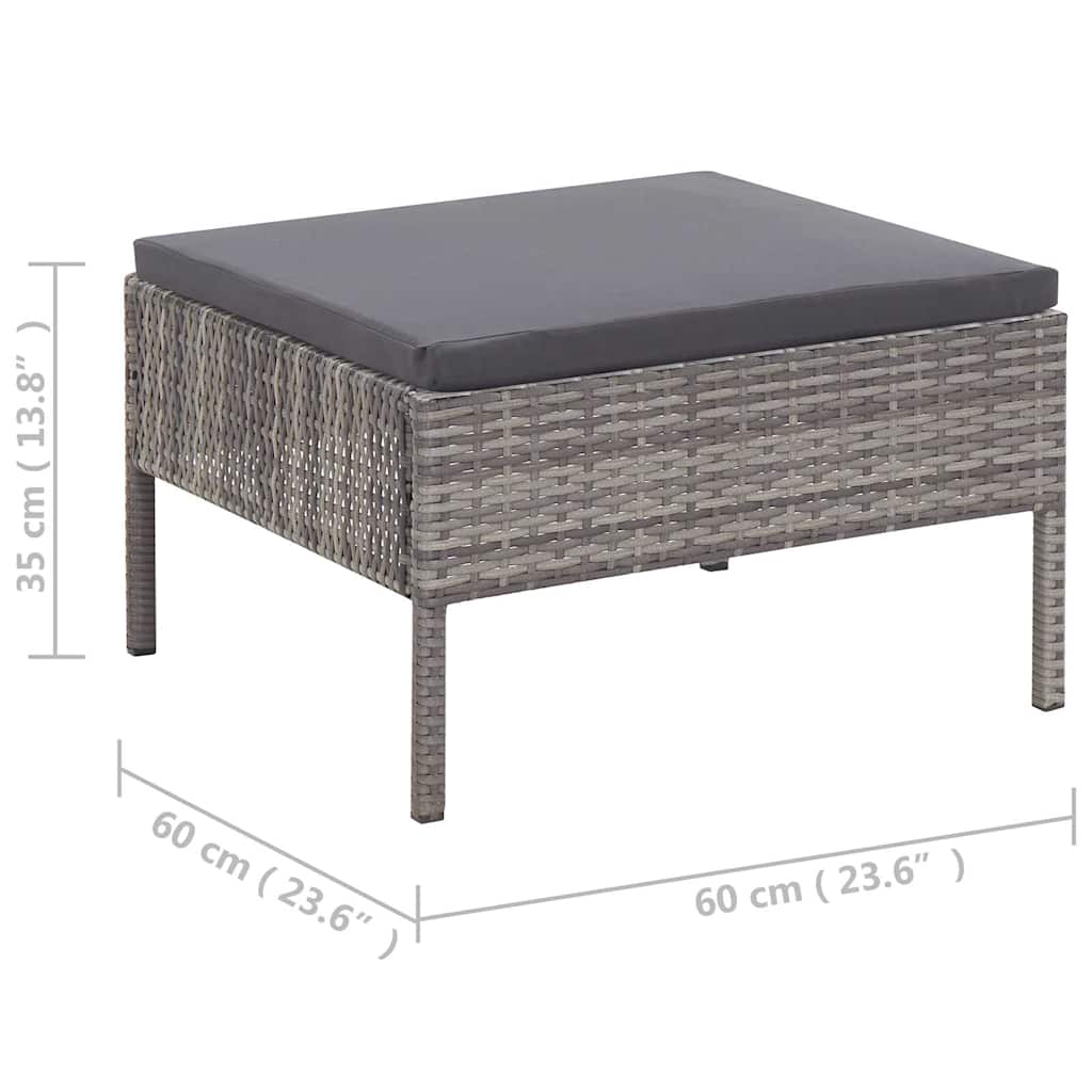 6-tlg. Garten-Sofagarnitur mit Auflagen Poly Rattan Grau