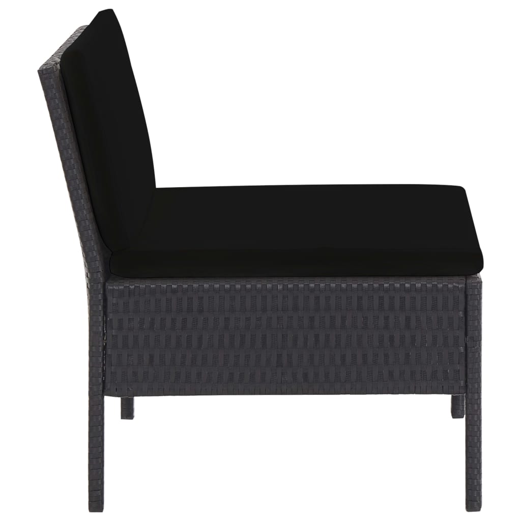 6-tlg. Garten-Lounge-Set mit Auflagen Poly Rattan Schwarz