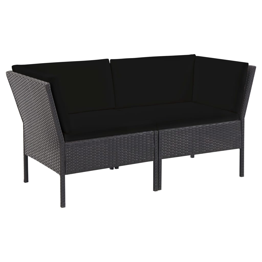 6-tlg. Garten-Lounge-Set mit Auflagen Poly Rattan Schwarz