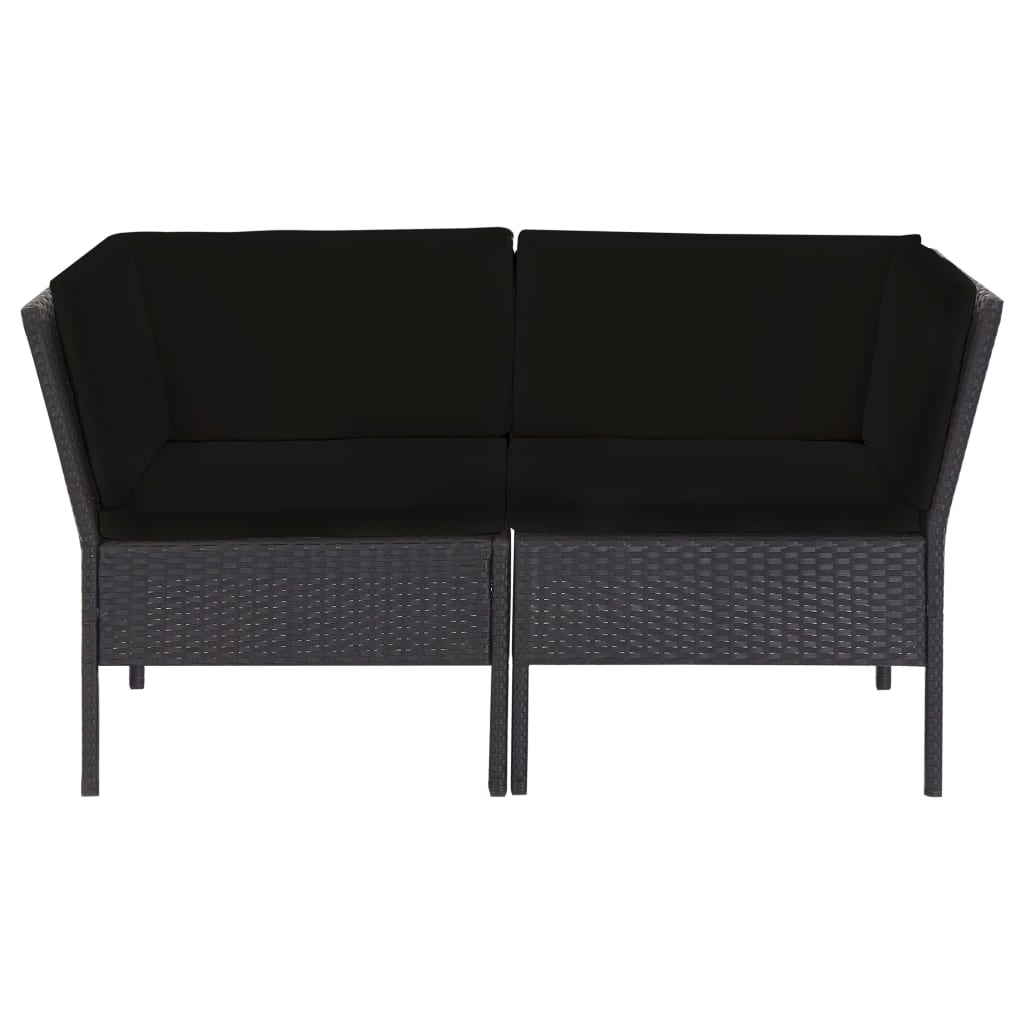 6-tlg. Garten-Lounge-Set mit Auflagen Poly Rattan Schwarz
