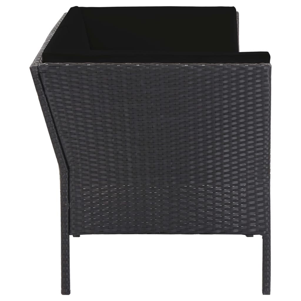 6-tlg. Garten-Lounge-Set mit Auflagen Poly Rattan Schwarz