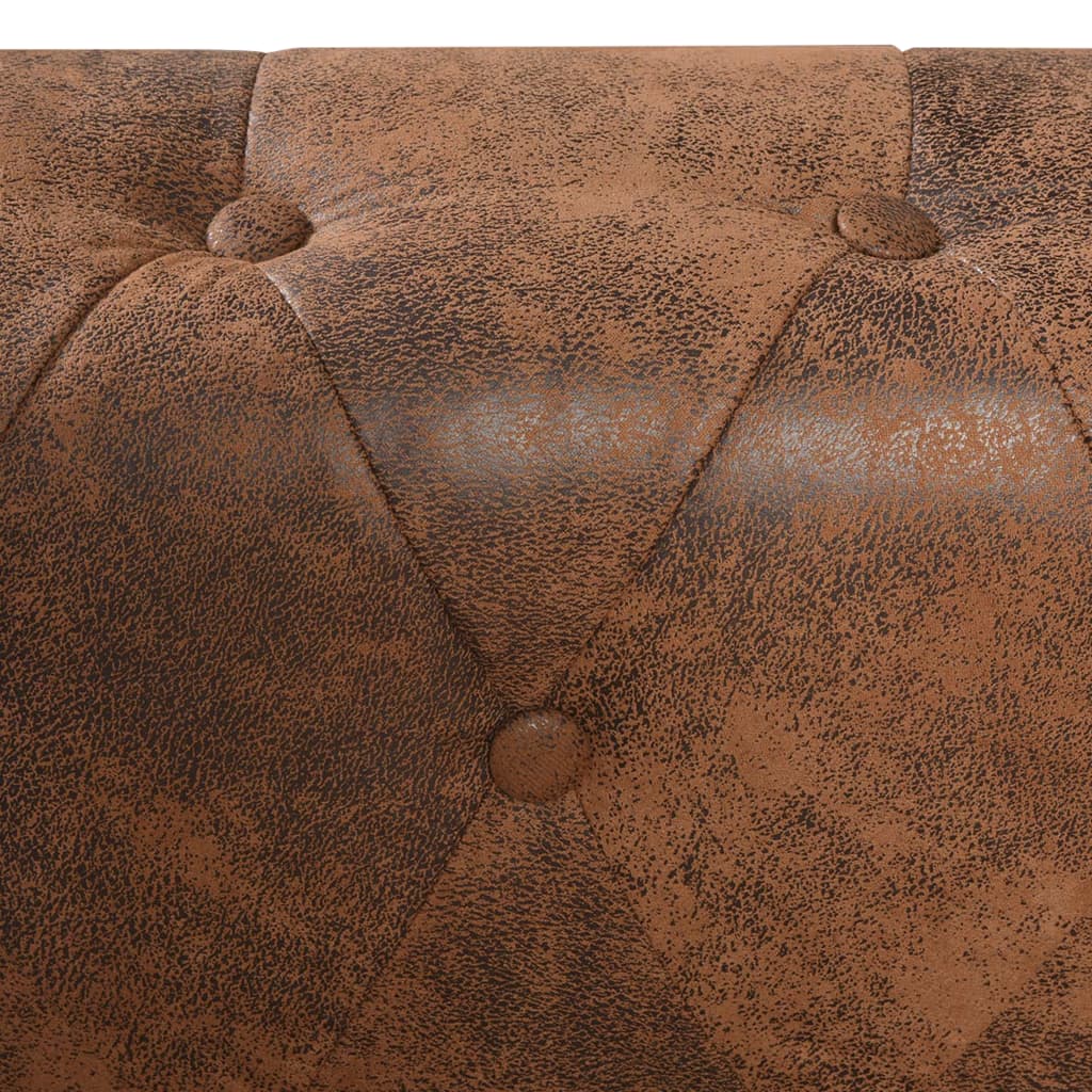 Chesterfield-Ecksofa 5-Sitzer Braun Kunstleder