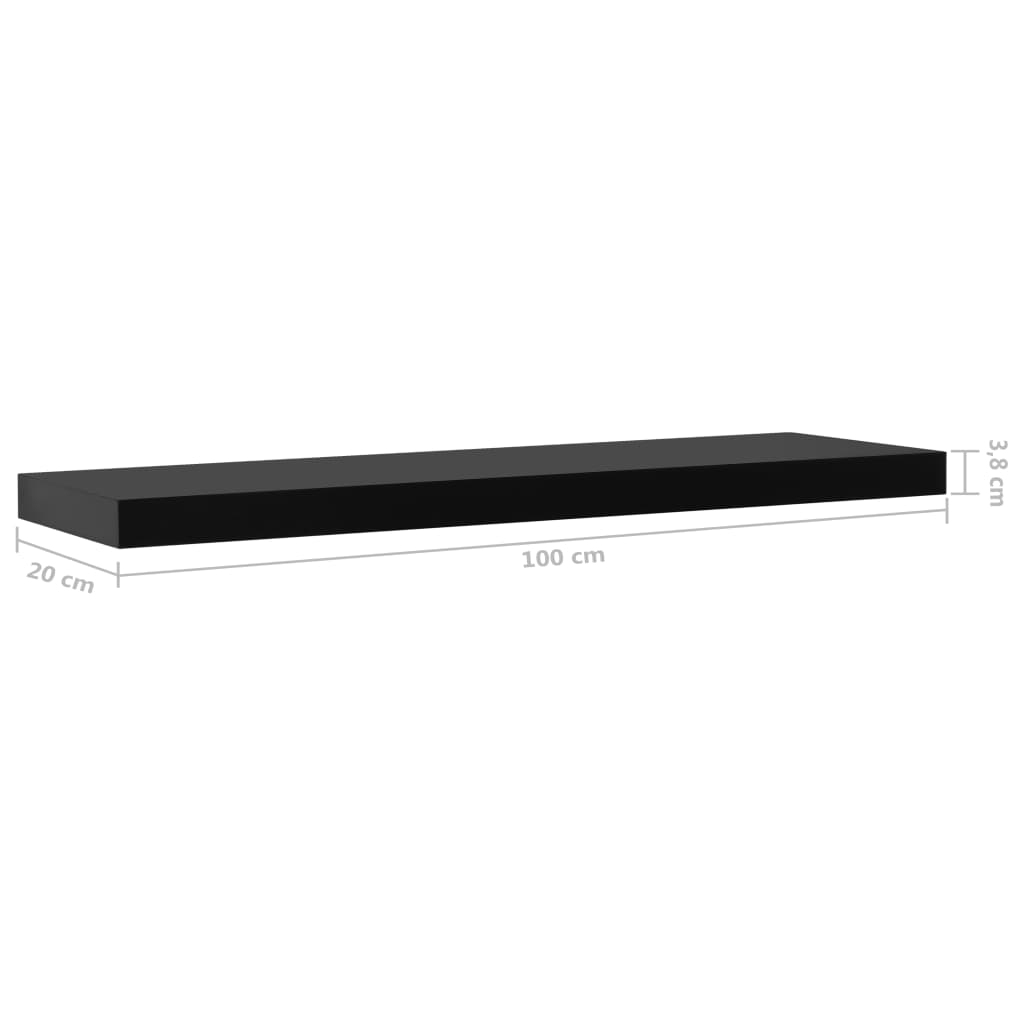 Étagères flottantes, lot de 2, noires, 100 x 20 x 3,8 cm