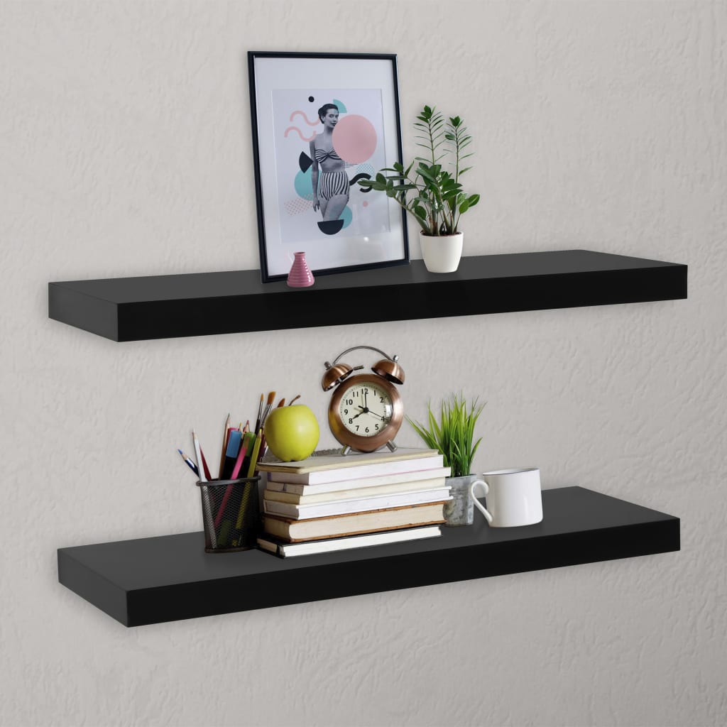 Étagères flottantes, lot de 2, noires, 100 x 20 x 3,8 cm