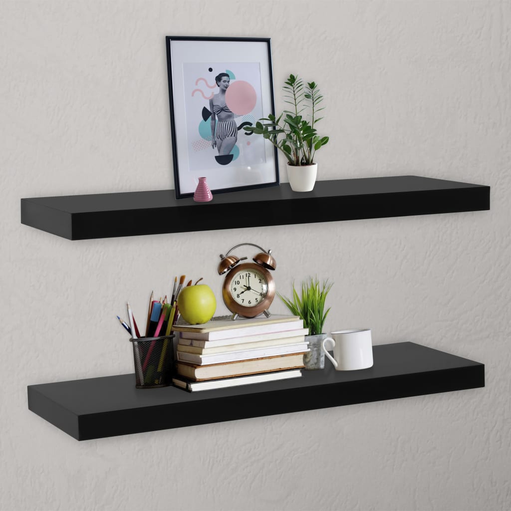 Étagères flottantes, lot de 2, noires, 120 x 20 x 3,8 cm