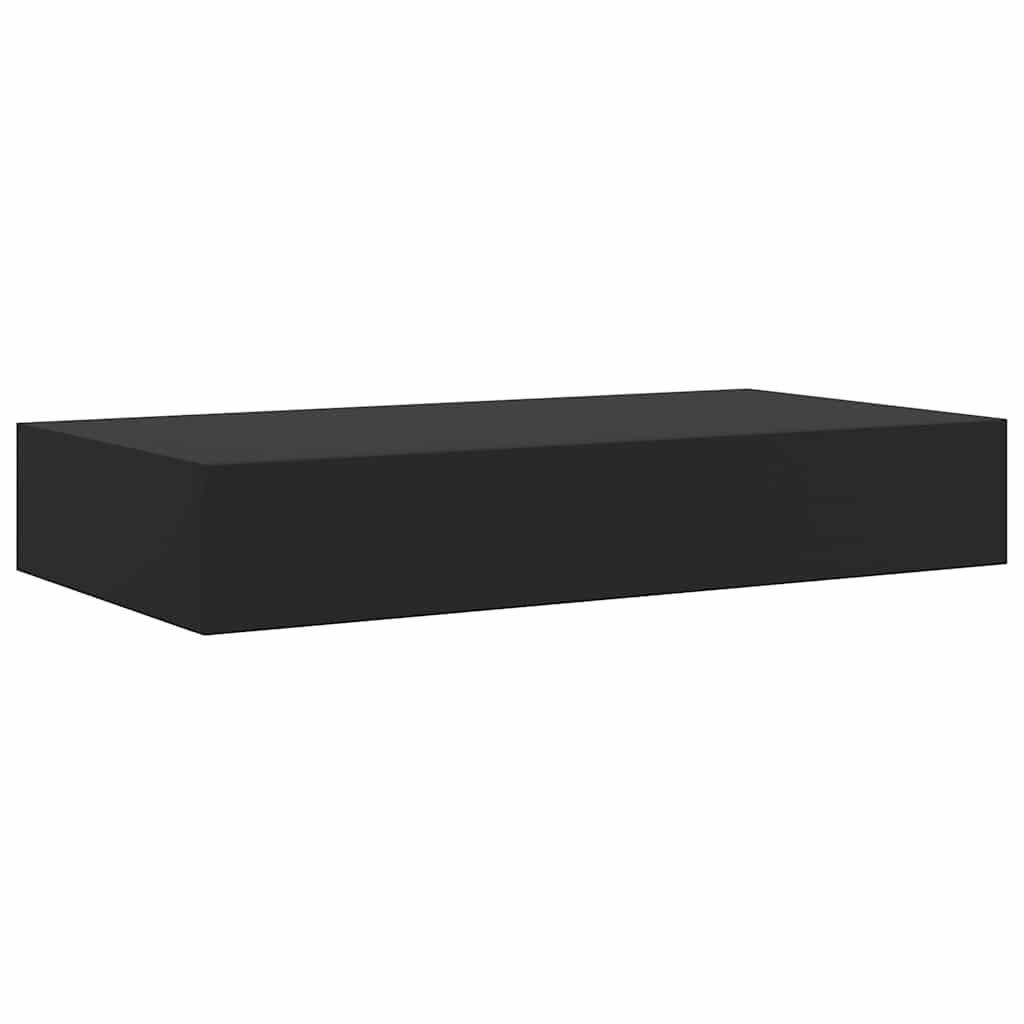 Étagère flottante avec tiroir noir 48x25x8 cm