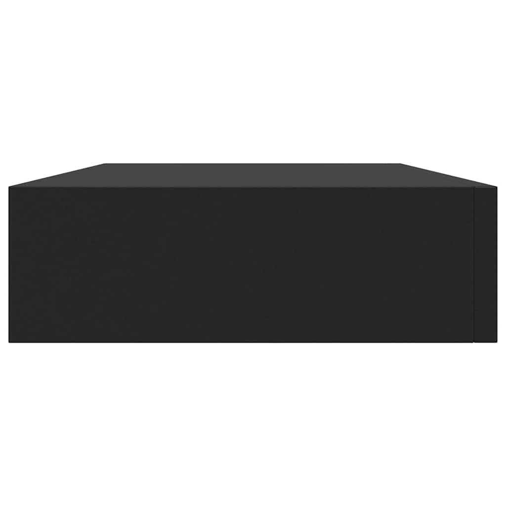 Étagère flottante avec tiroir noir 48x25x8 cm
